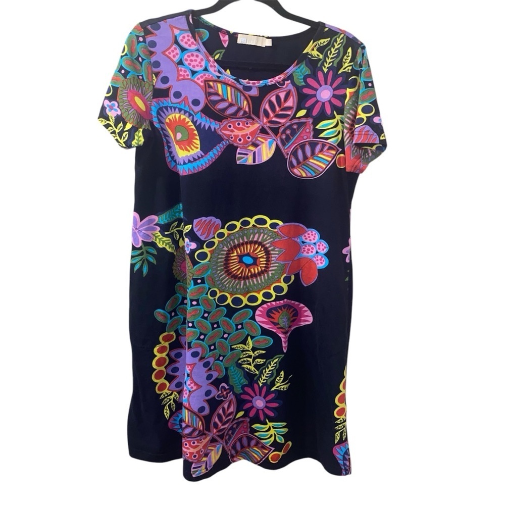 LA Cera Colorful Floral Print Dress Size Medium